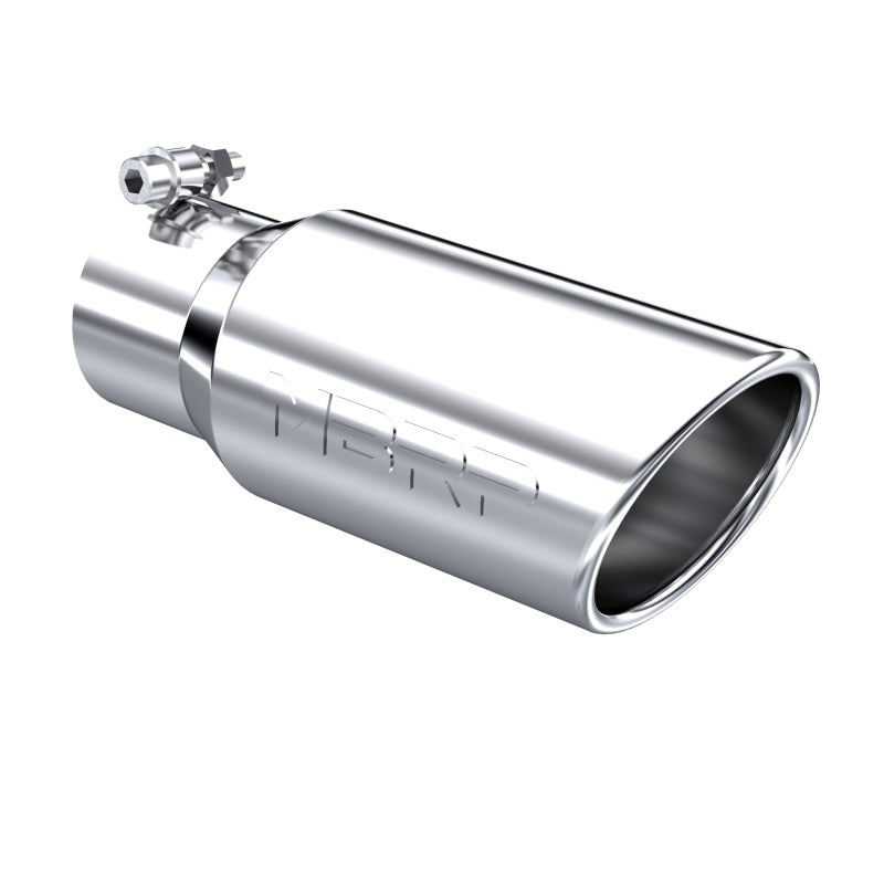 MBRP T5155 Exhaust Tip - 4" OD; Angled Cut Rolled End; 3" inlet; 10" length | T304 Stainless
