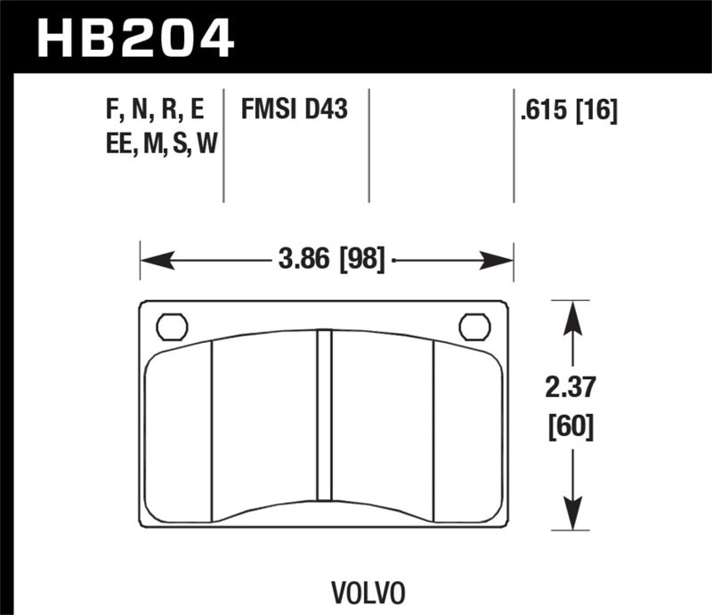 Hawk Performance HB204D.615 ER-1 Motorsport Brake Pads