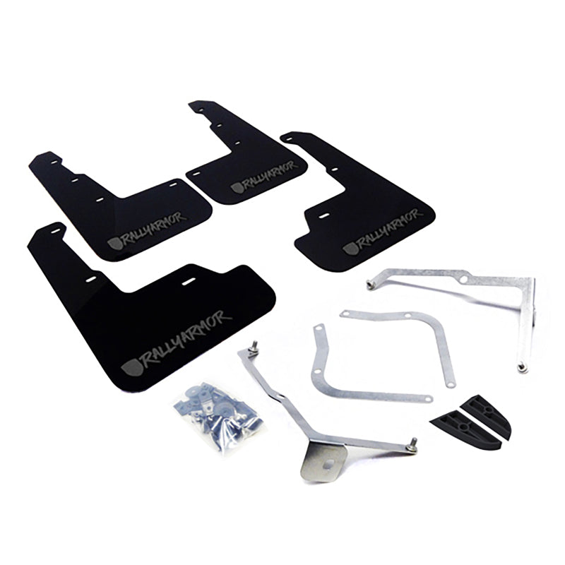 Rally Armor UR Mud Flaps - 2015-2021 Subaru WRX / WRX STI - Black/Grey Logo - #MF32-UR-BLK/GRY-X