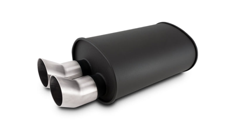 Vibrant Streetpower Flat Blk Muffler 9.5x6.75x15in Body Inlet ID 3in Tip 12336