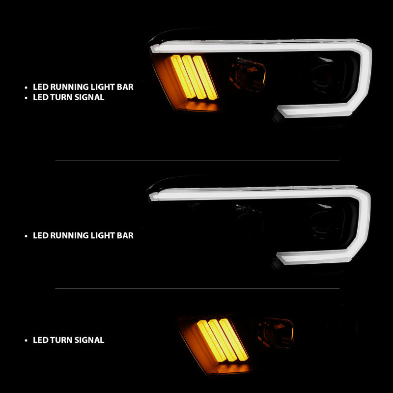 ANZO 2016-2023 Toyota Tacoma LED Projector Headlights - Black (For Halogen Version w/ DRL)