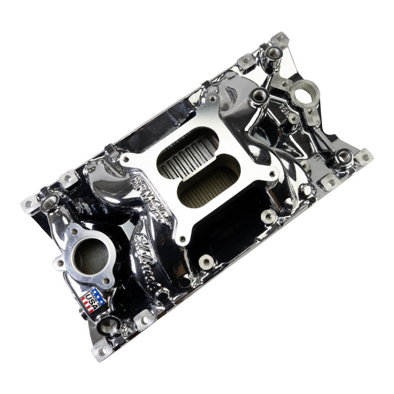 Edelbrock 7516-CP RPM Air-Gap Manifold for Small-Block Chevrolet Vortec - Chrome Plasma