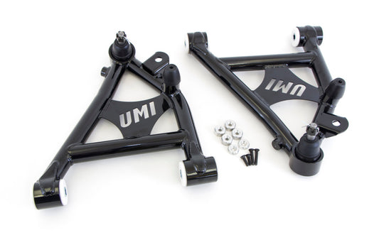 UMI Performance 2052-B Front Lower A-Arms Delrin Coilover Specific Black