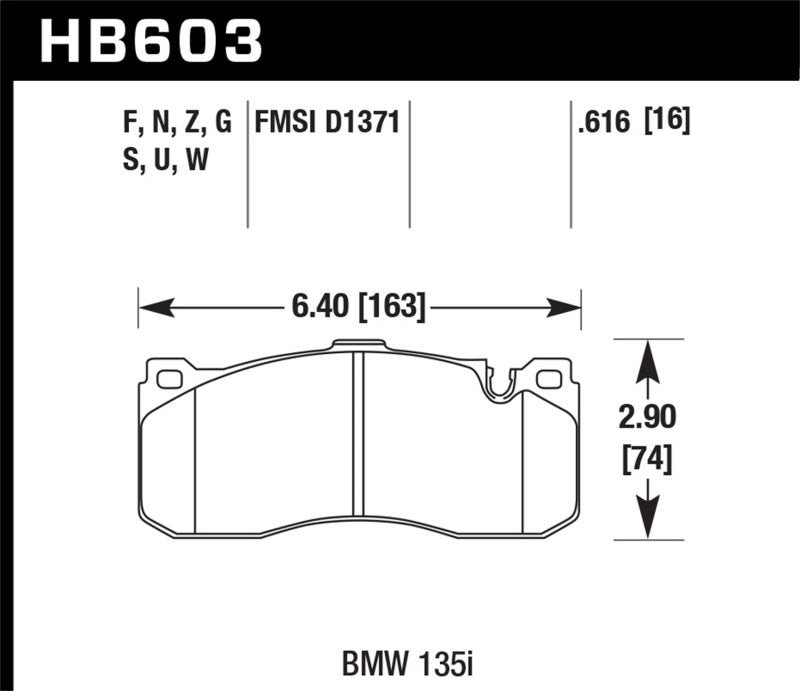 Hawk Performance HB603G.616 DTC-60 Motorsport Brake Pads