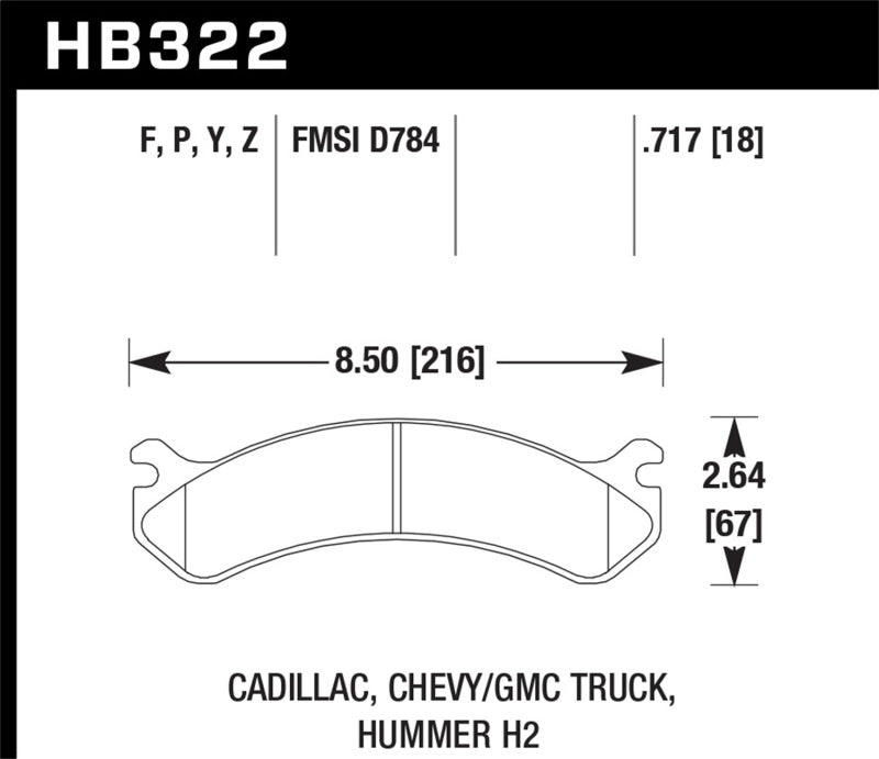 Hawk Performance HB322Y.717 LTS Light Truck and SUV Street Brake Pads