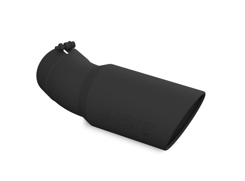 MBRP T5154BLK Exhaust Tip - 6" OD; Angled Rolled End; 5" inlet; 15.5" length ; 30˚ bend | Black Coated