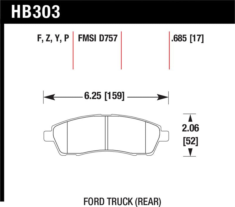 Hawk Performance HB303Y.685 LTS Light Truck and SUV Street Brake Pads