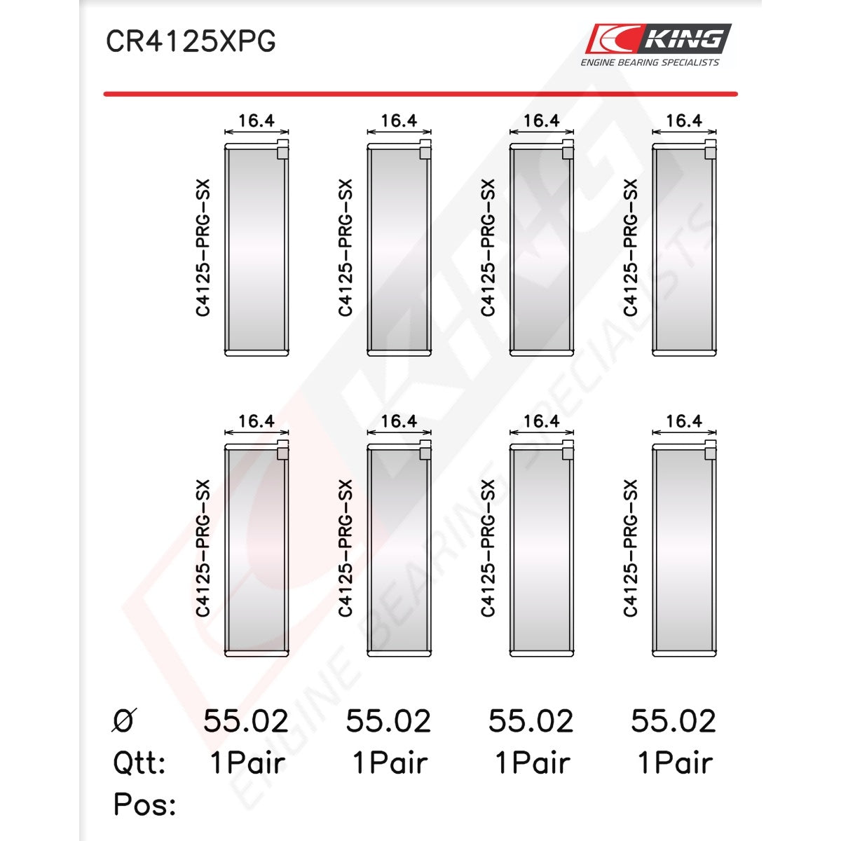 King Subaru EJ20/EJ22/EJ25 (Incl. Turbo) Racing Connecting Rod Bearings Set CR4125XPG-STD - Fits Subaru, Saab