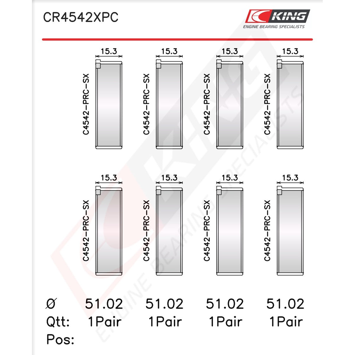 King Coated Connecting Rod Bearings Honda Racing K-Series K20 K24 (Except A3) CR4542XPC-STD - Fits Honda, Acura