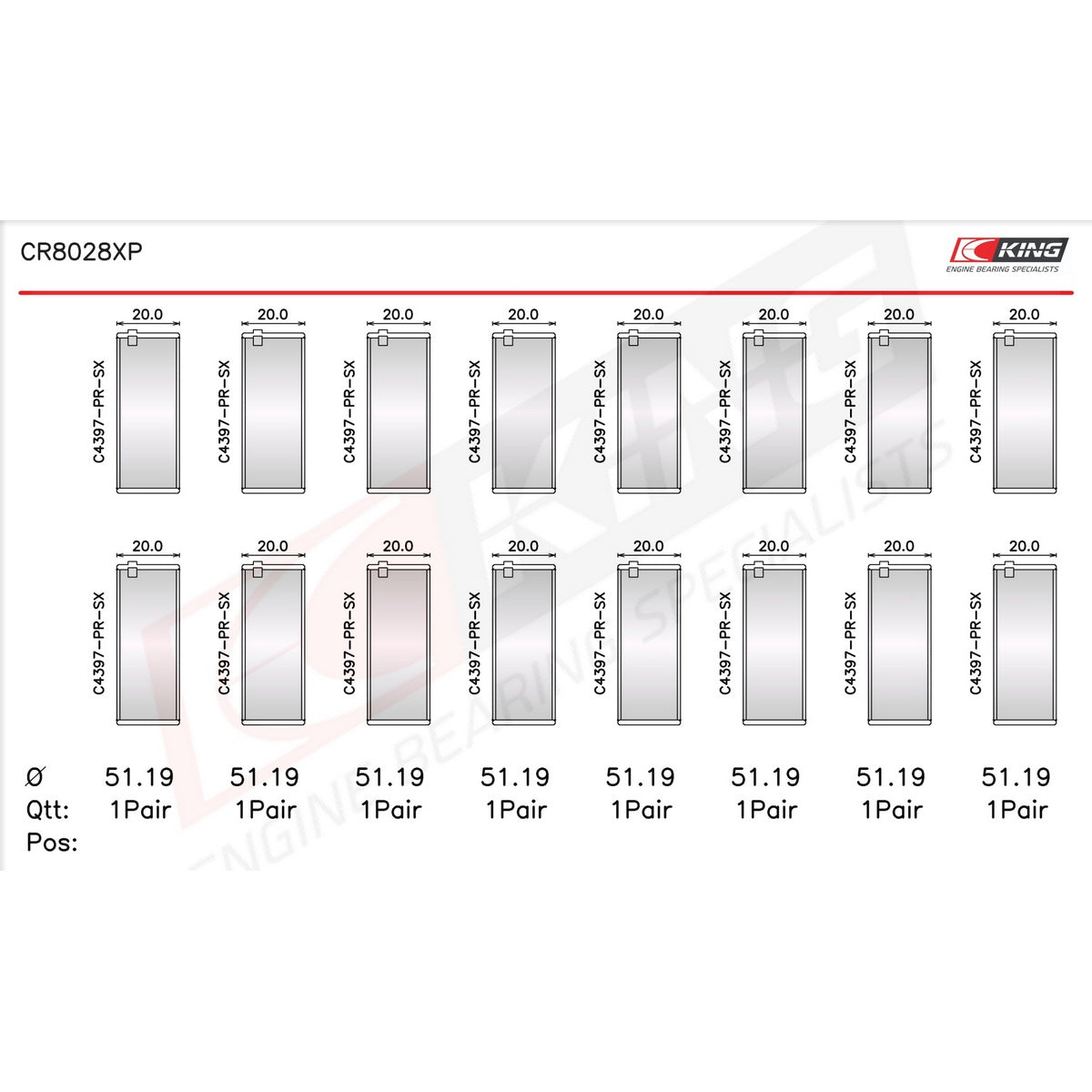King Chevrolet Custom Performance Racing Tri-metal Rod Bearing Set CR8028XP-STD
