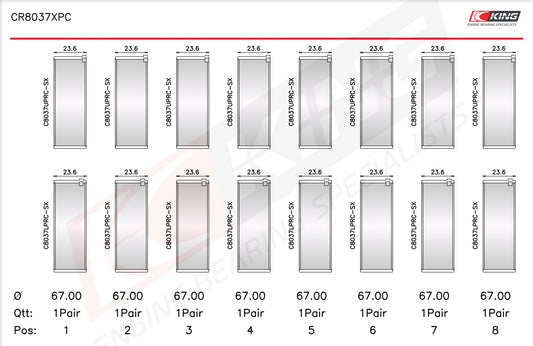King Connecting Rod Bearing For GM DURAMAX DIESEL 6.6L CR8037XPC-STD - Fits Chevrolet, GMC, Workhorse