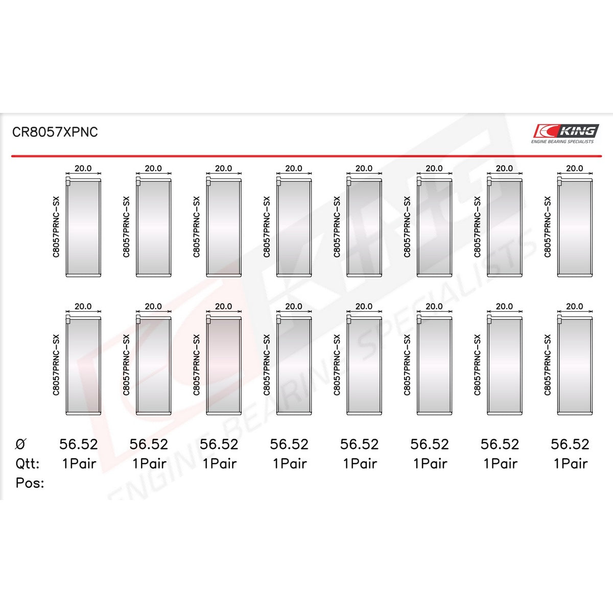 King GM 6.2 - LT1/LT4 GEN V Connecting Rod Bearing Set CR8057XPNC-STD - Fits Chevrolet, Cadillac, GMC