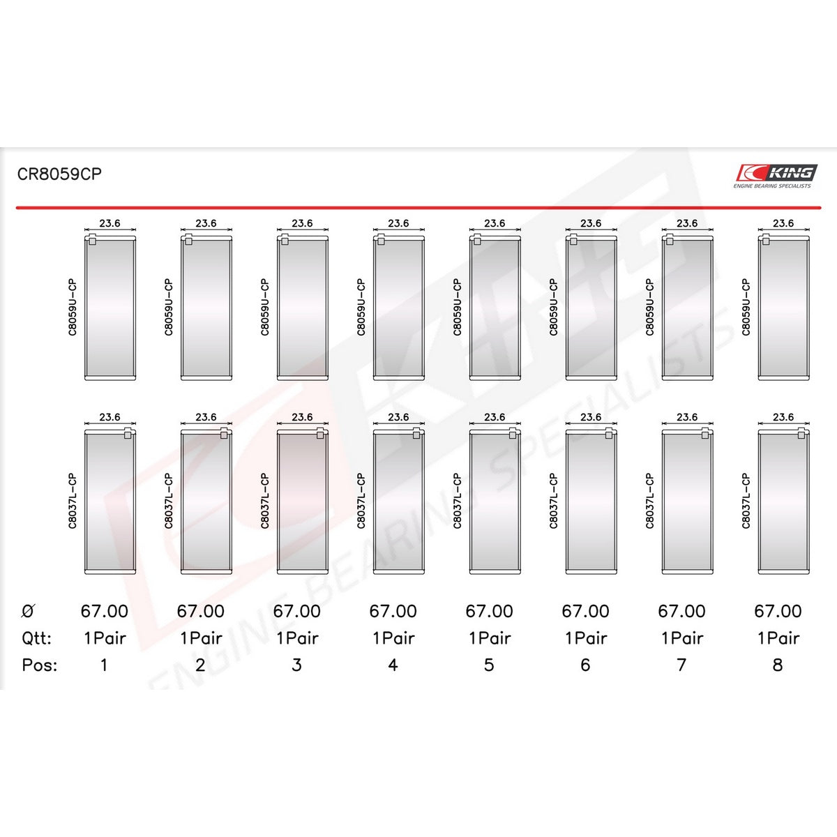King GM Duramax Diesel Connecting Rod Bearing Set CR8059CP-STD - Fits Chevrolet, GMC, Workhorse