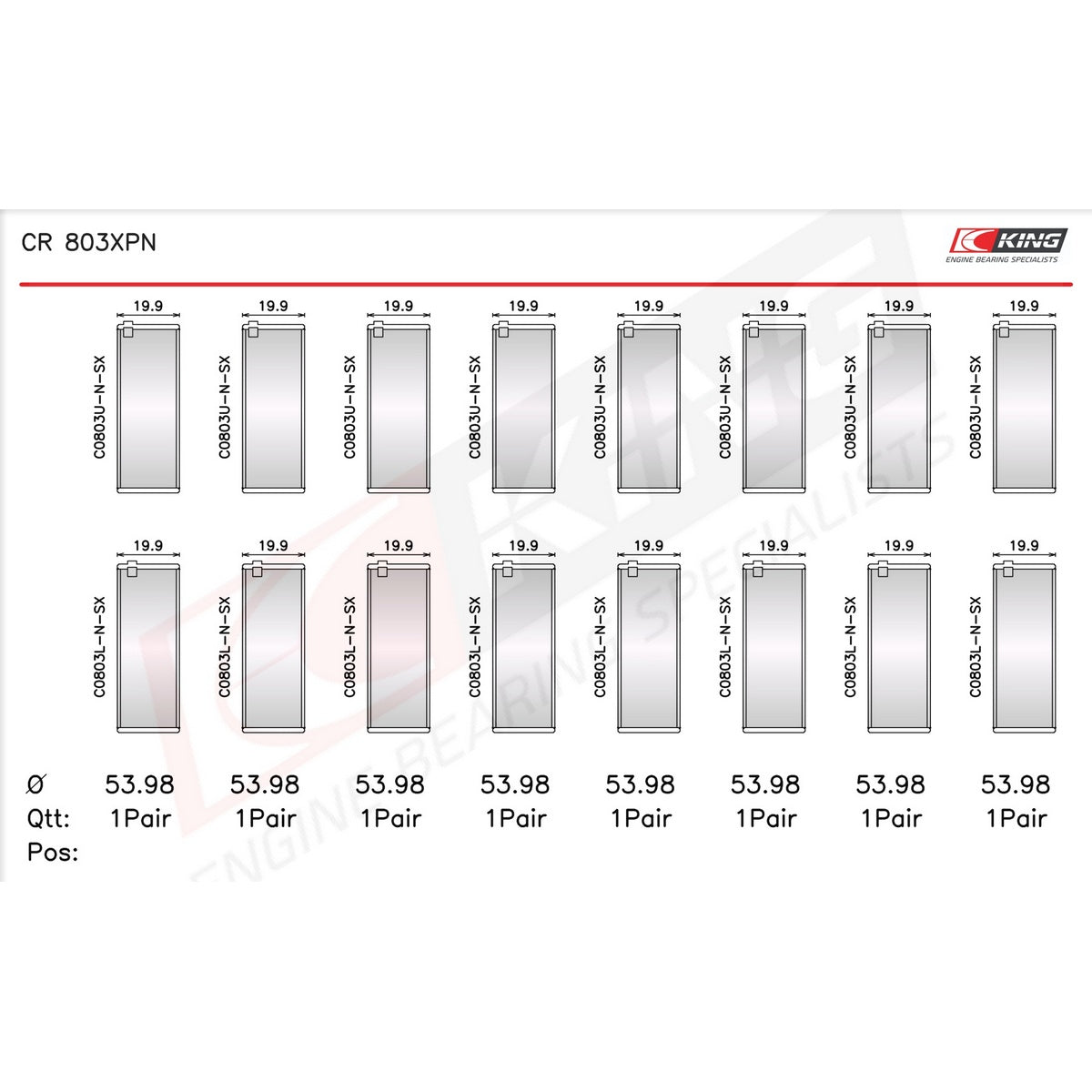 King Chevrolet SBC 265CI 283CI 327CI Connecting Rod Bearing Set CR 803XPN-STD - Fits Chevrolet, GMC, Pontiac