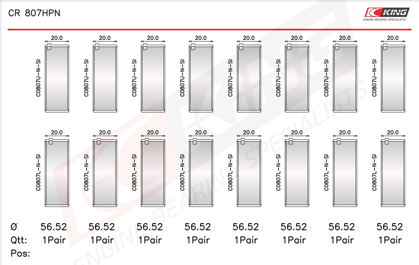 King Chevrolet SBC GEN III/IV LS 4.8, 5.3, 5.7, 6.2 Narrow Racing Connecting Rod Bearings CR 807HPN-STD - Fits Chevrolet, GMC, Pontiac