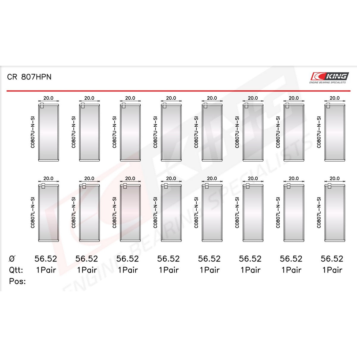 King Chevrolet SBC GEN III/IV LS 4.8, 5.3, 5.7, 6.2 Narrow Racing Connecting Rod Bearings CR 807HPN-STD - Fits Chevrolet, GMC, Pontiac