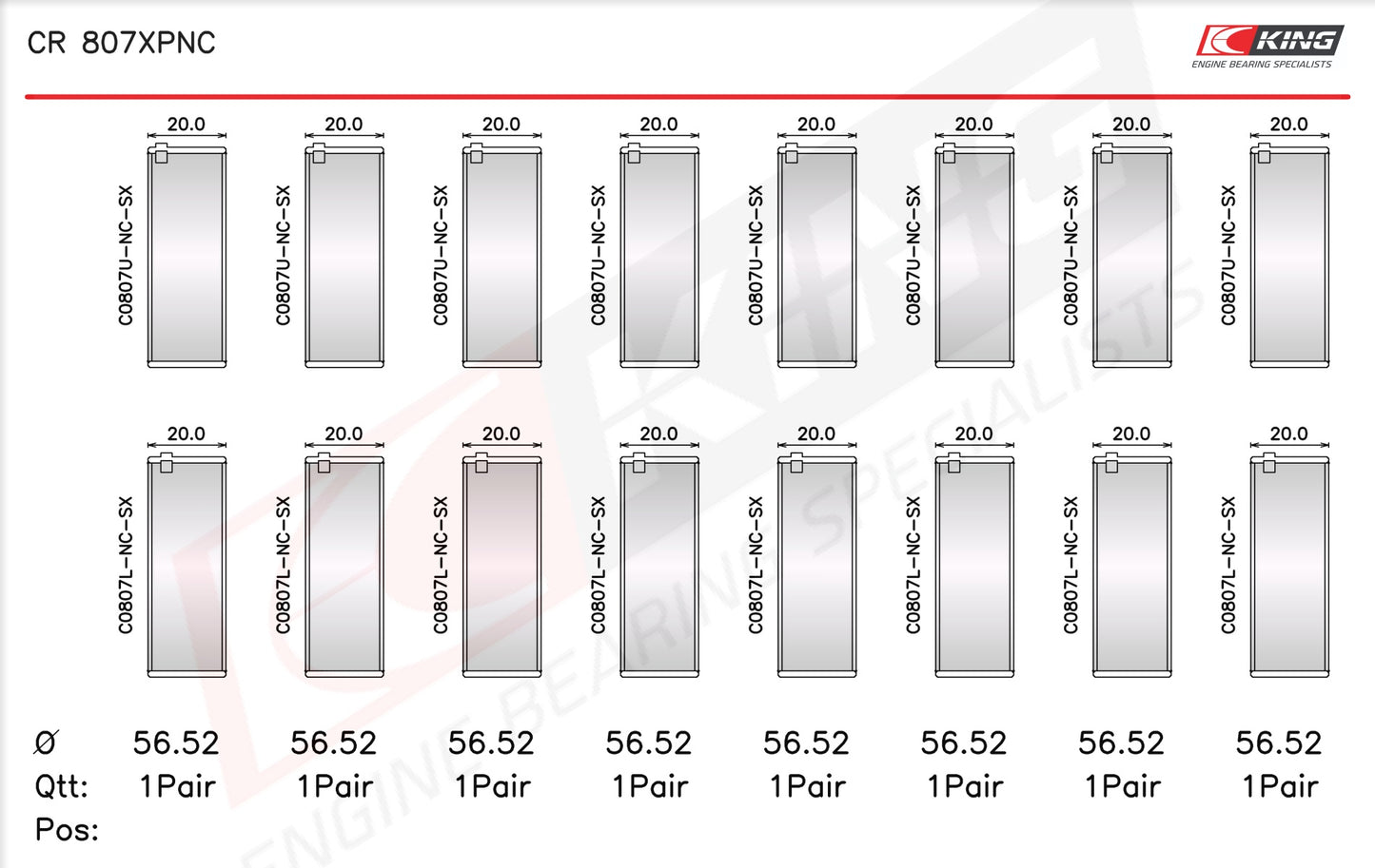 King Chevrolet SBC 307CI 350CI & GEN III/IV Narrow, pMaxKote™- Racing Connecting Rod Bearings CR 807XPNC 010 - Fits Chevrolet, GMC, Pontiac