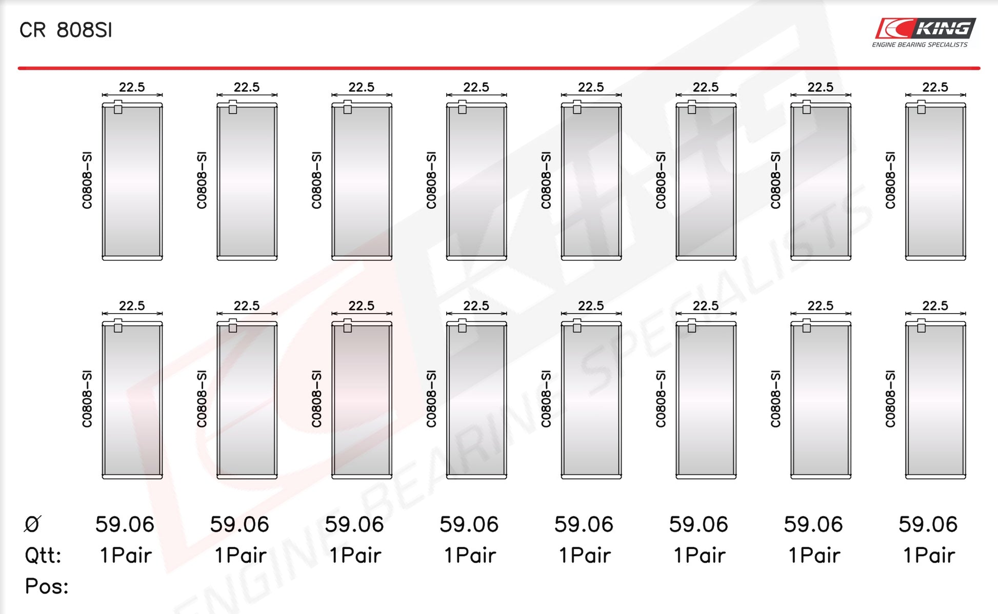 King Chevrolet BBC 369-502 GEN IV, V, VI OE-Replacement Connecting Rod Bearings CR 808SI-STD - Fits Chevrolet, GMC, Pontiac