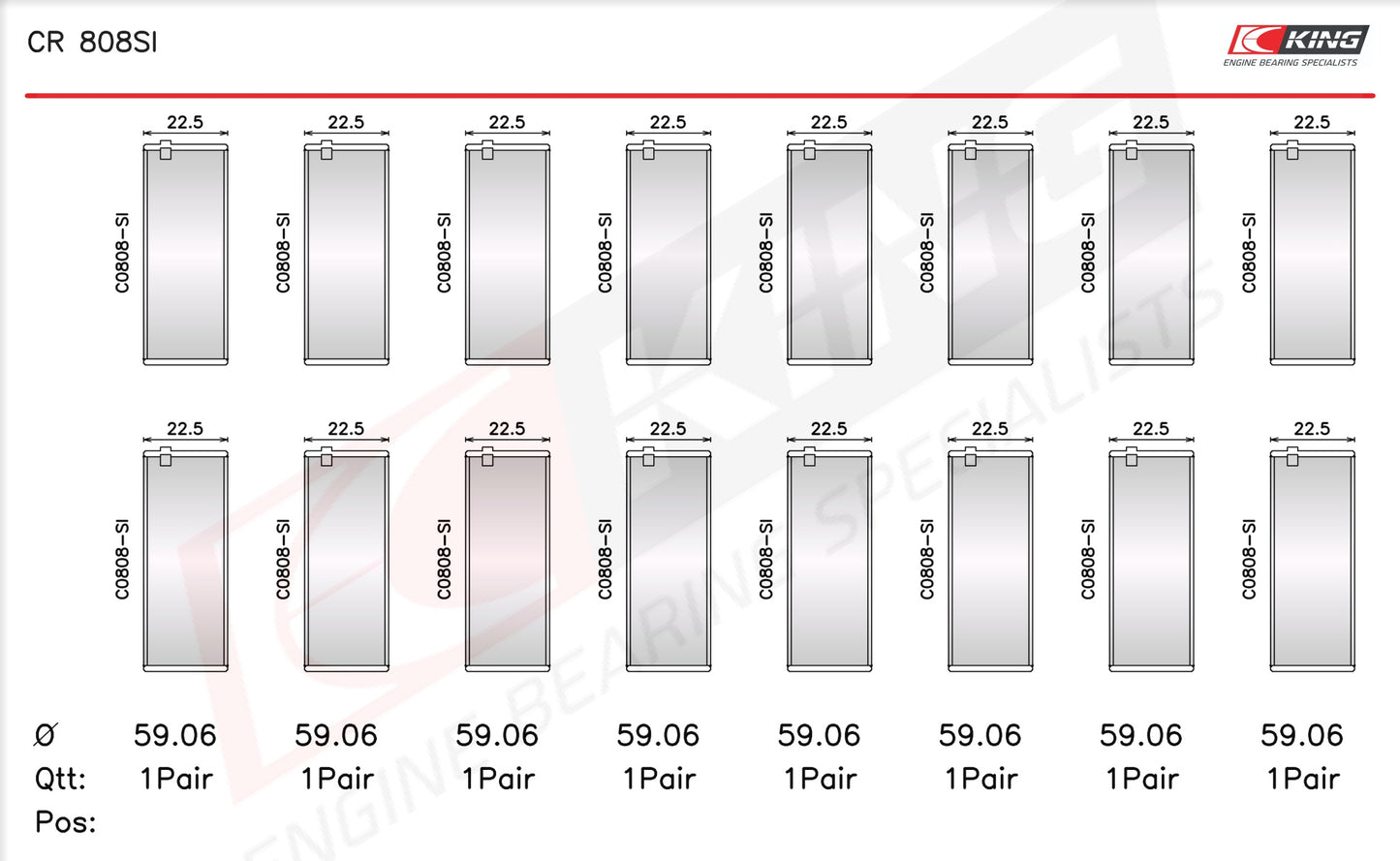 King Chevrolet BBC 369-502 GEN IV, V, VI OE-Replacement Connecting Rod Bearings CR 808SI 010 - Fits Chevrolet, GMC, Pontiac