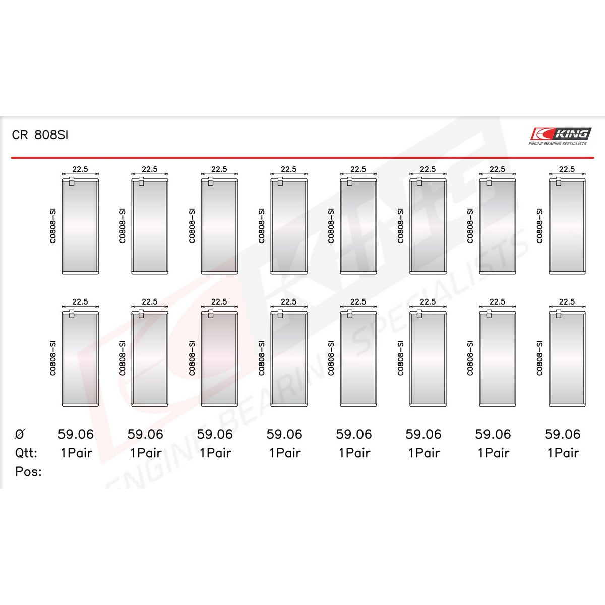 King Chevrolet BBC 369-502 GEN IV, V, VI OE-Replacement Connecting Rod Bearings CR 808SI-STD - Fits Chevrolet, GMC, Pontiac