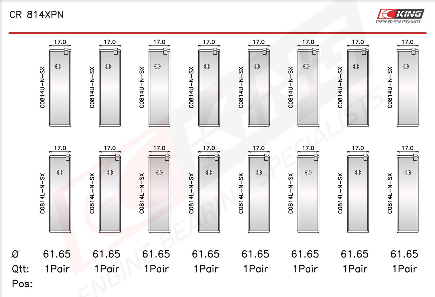 King Ford 351CI 5.8L 16V Racing Tri-metal Rod Bearing Set CR 814XPN 010 - Fits Ford, Mercury, Lincoln
