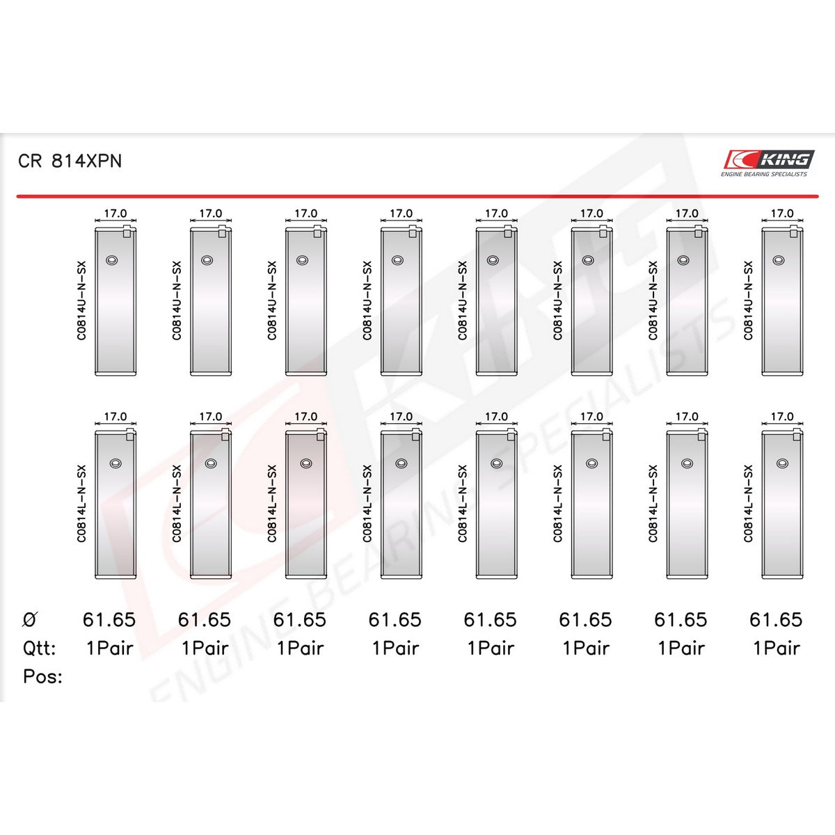 King Ford 351CI 5.8L 16V Racing Tri-metal Rod Bearing Set CR 814XPN 010 - Fits Ford, Mercury, Lincoln