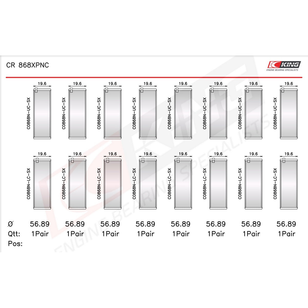 King Ford V8 Coyote 5.0L, 4.6L, 5.4L, V10 6.8L Narrow Coated Racing Connecting Rod Bearings CR 868XPNC-STD - Fits Ford, Lincoln, Mercury