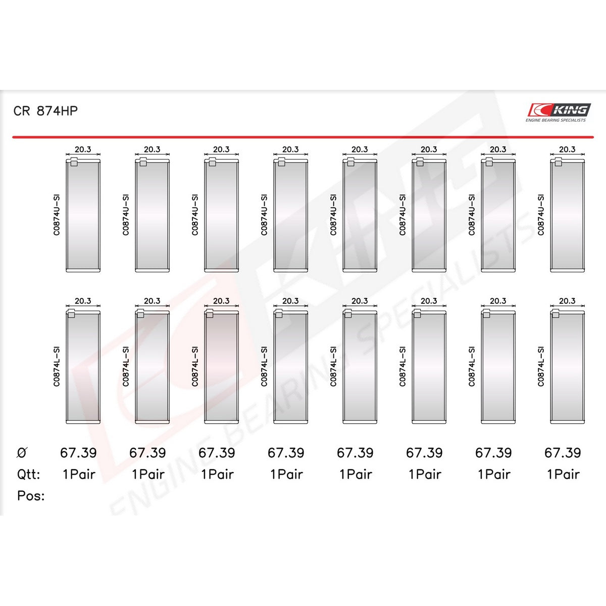King Ford 370, 429, 460 16V OHV Connecting Rod Bearing Set CR 874HP-STD - Fits Ford, Mercury, Lincoln