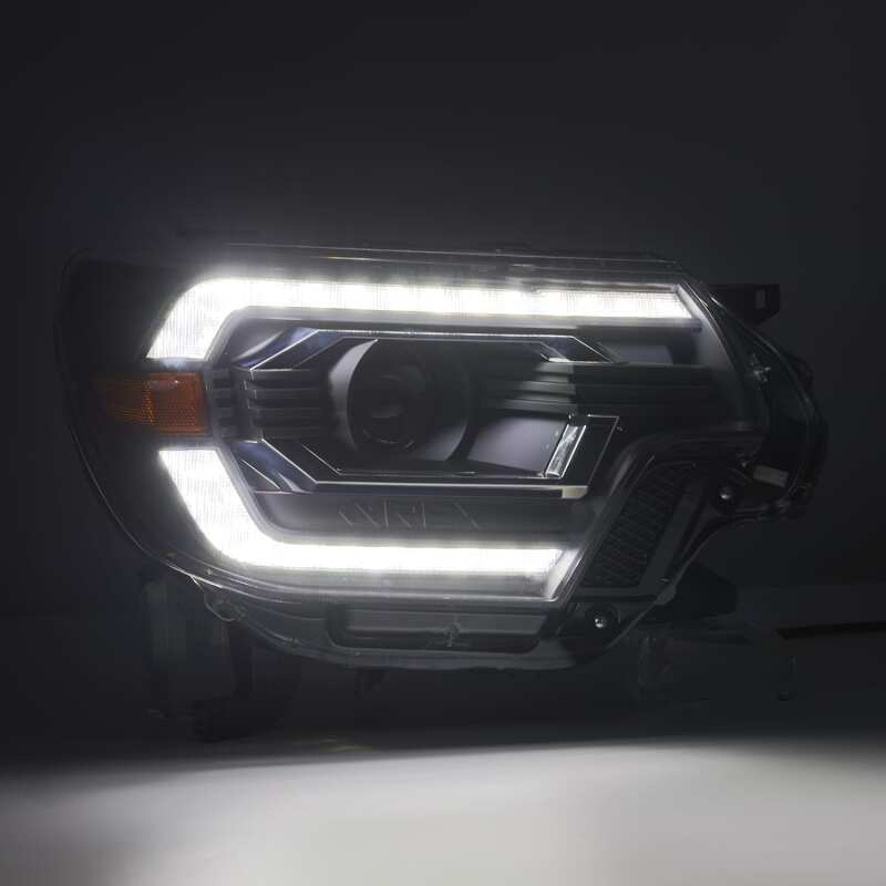 AlphaRex 880750 12-15 Toyota Tacoma LUXX LED Projector Headlights Plank Style Alpha Black w/DRL