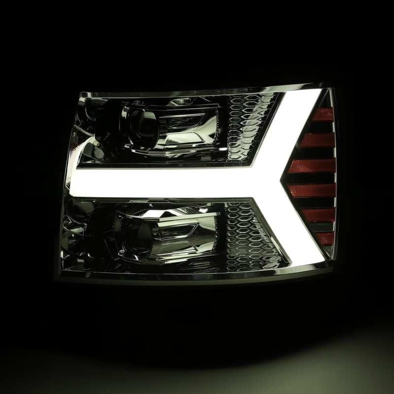 AlphaRex 880204 07-13 Chevrolet 1500 HD PRO-Series Projector Headlights Plank Style Chrome with Activation Light/Sequential Signal