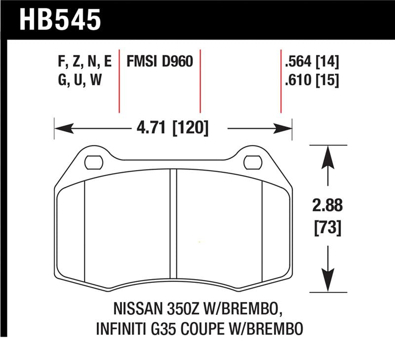 Hawk Performance HB545U.564 DTC-70 Motorsport Brake Pads