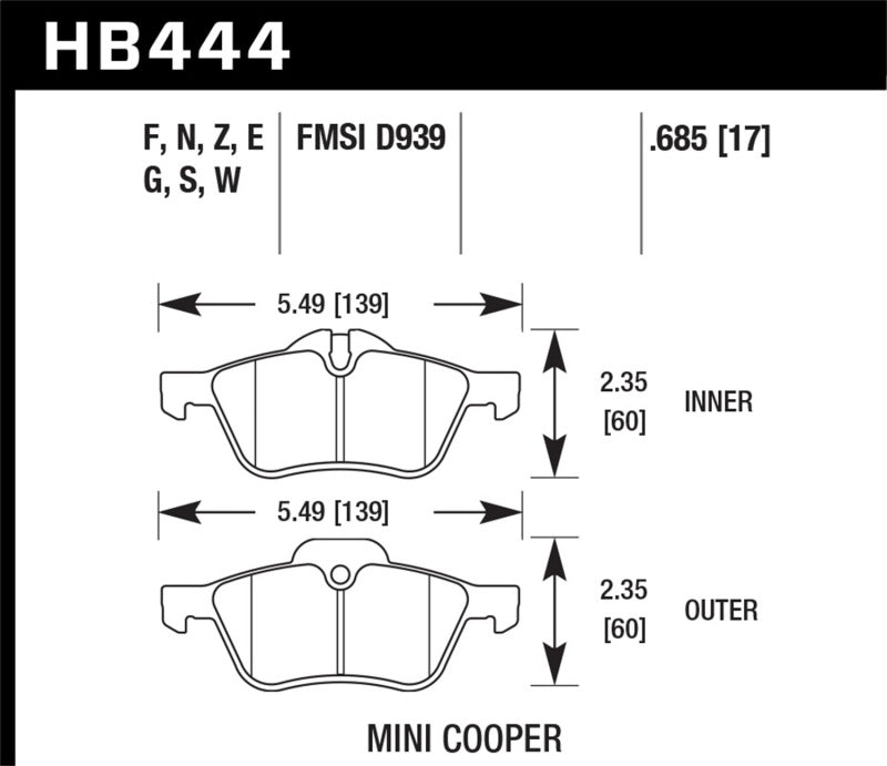 Hawk Performance HB444N.685 HP Plus Crossover Street/Motorsport Brake Pads