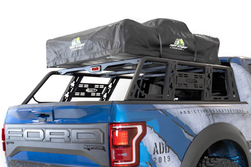 Addictive Desert Designs for 2015+ Ford F-150 Overlander Chase Rack w/ 3rd Brake Light - Hammer Black