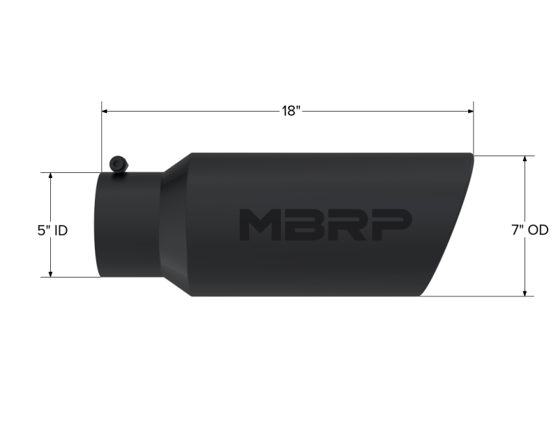 MBRP T5127BLK 7in O.D. Rolled End Exhaust Tip (Black Coated)