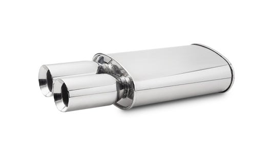 Vibrant StreetPower Oval Muffler w/Dual 3.5in Round Tips Straight Cut Beveled