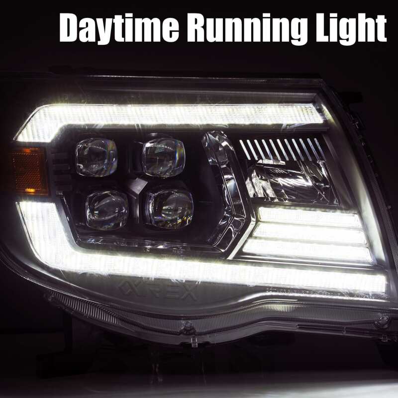 AlphaRex 880742 05-11 Toyota Tacoma NOVA LED Projector Headlights Plank Style Black with Activation Light/DRL