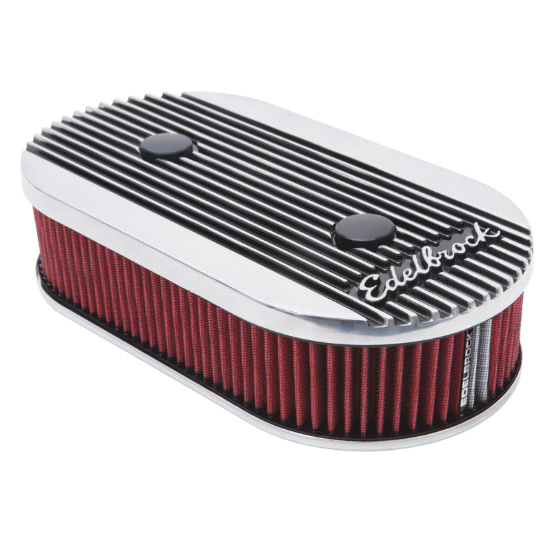 Edelbrock 4272 Air Cleaner Elite II Oval Dual-Quad Carburetors 2.5 in Red Element Polished