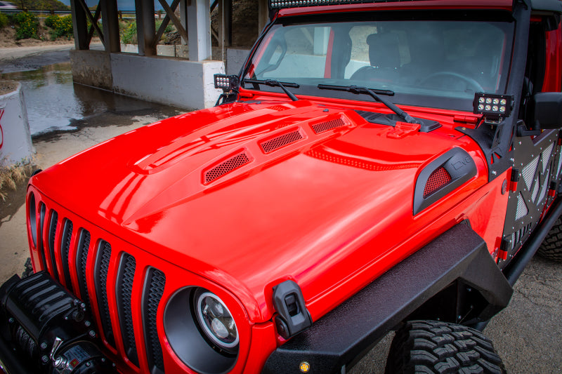 DV8 Offroad 18+ Jeep JL Heat Dispersion Hood - Primer Black - #HDMBJL-01