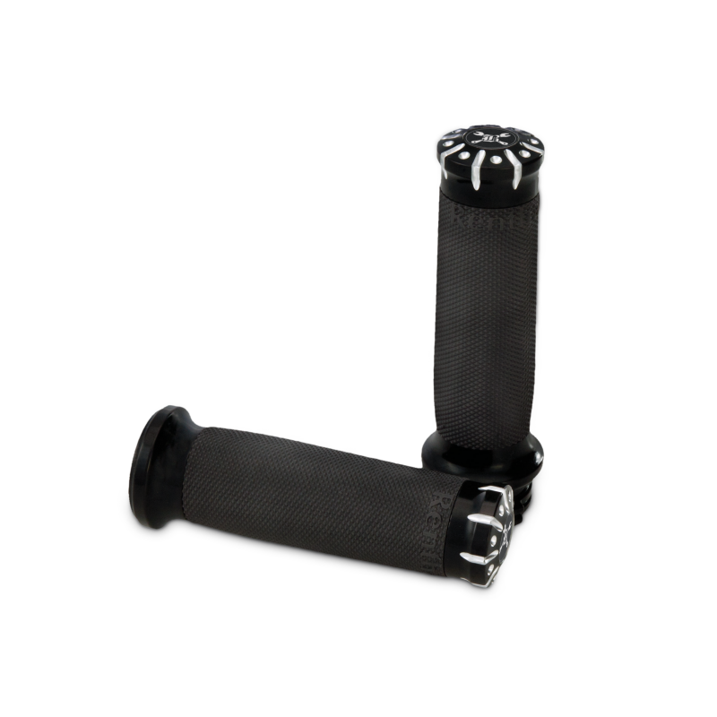 Burly Brand B16-1009BM TBW Hawk Billet Handle Grip Set Black Machined for 2008-2024 Harley-Davidson