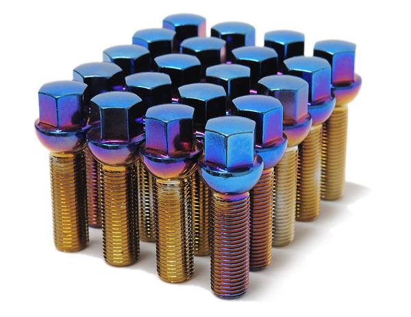 Wheel Mate 40622UN Mevius Lug Bolt Set Blue Neon M12x1.50 40mm 60 Degree Cone Seat - Set of 20