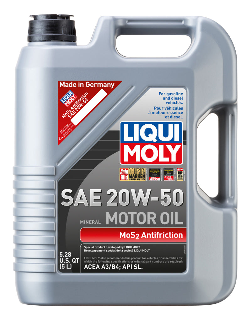 LIQUI MOLY 5L MoS2 Anti-Friction Motor Oil 20W-50 (22072) - Pack of 4
