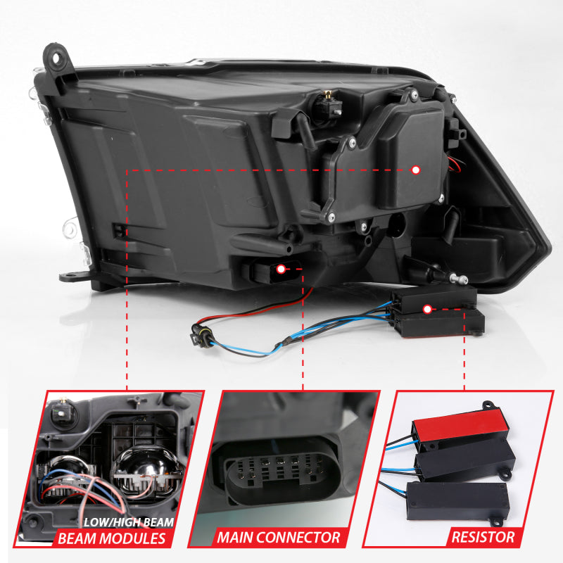 ANZO 2011-2018 RAM 1500 LED Projector Headlights - Dual Switchback Chrome (For All Models)