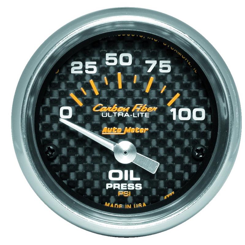 AutoMeter 4727 Carbon Fiber 52mm 100 PSI Electronic Oil Pressure Gauge