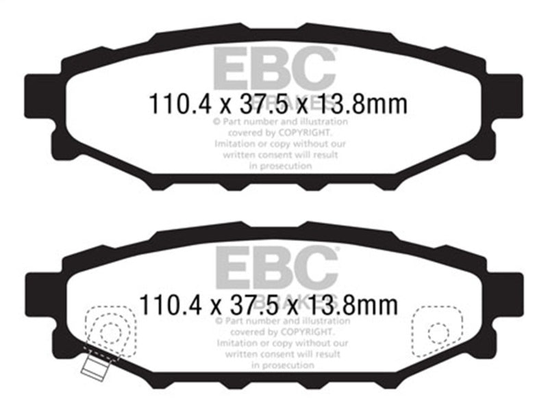EBC 12+ Subaru BRZ 2.0 (solid rear rotors) Yellowstuff Rear Brake Pads DP41584R