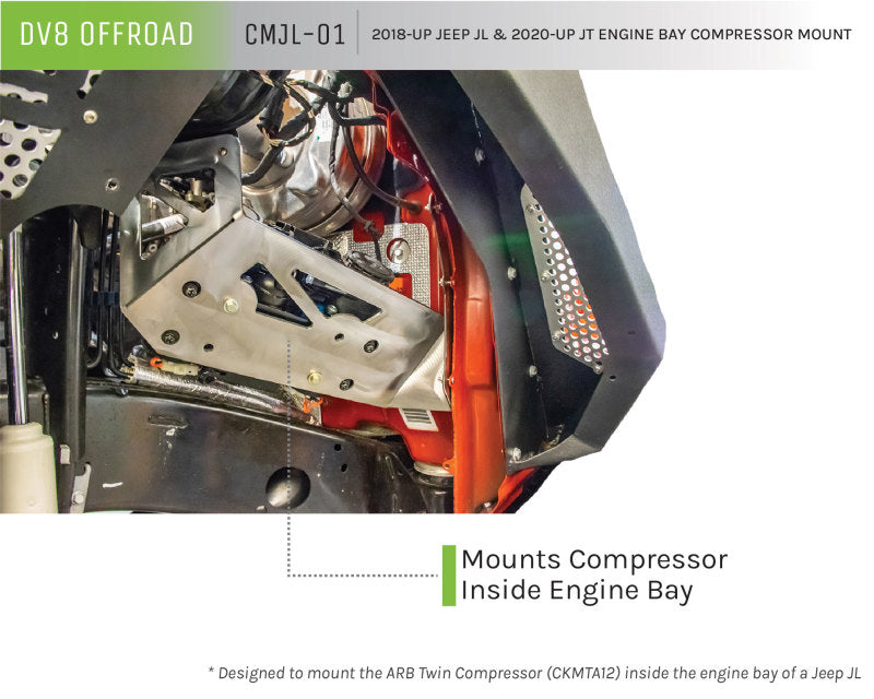 DV8 Offroad 2018+ Jeep JL / JT Engine Bay Compressor Mount - #CMJL-01