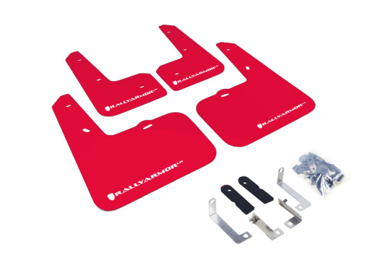 Rally Armor UR Mud Flaps - 2012-2017 Hyundai Veloster - Red/White Logo - #MF24-UR-RD/WH