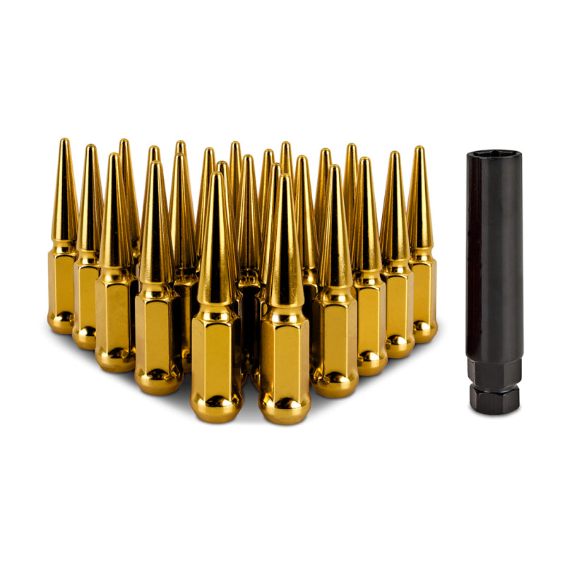 Mishimoto Mishimoto Steel Spiked Lug Nuts M12 x 1.5 24pc Set Gold - #MMLG-SP1215-24GD
