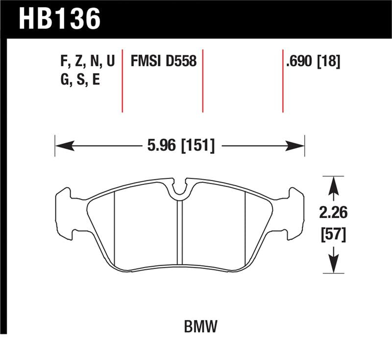 Hawk Performance HB136S.690 HT-10 Motorsport Brake Pads
