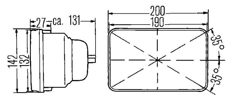 HELLA 003427861 Vision Plus 8x6 Headlamp Insert H4 High/Low Beam ECE Single