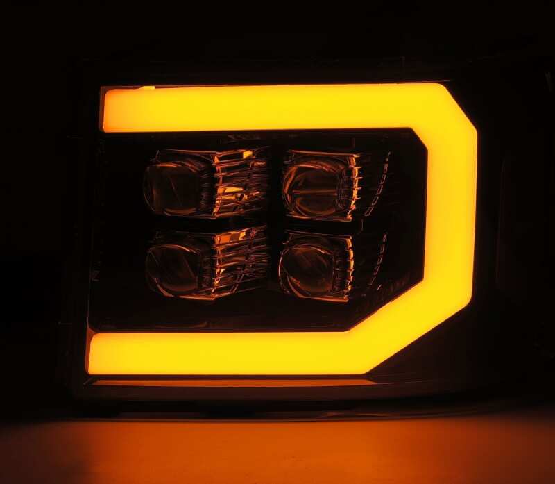 AlphaRex 880608 07-13 GMC 1500 HD NOVA LED Projector Headlights Plank - Jet Black w/Activation Light/Sequential Signal/DRL